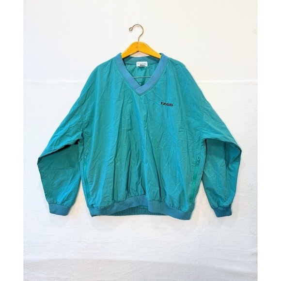 Izod Other - Vintage Izod Golf Windbreaker, Men's Large - Green Teal, Pullover, V Neck, 90s